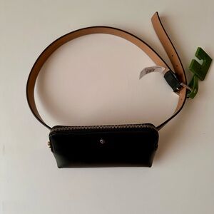 Minimalist Black Belted Zippered Pouch by Kate Spade NWT